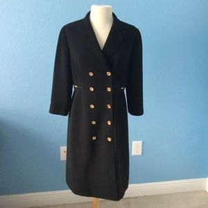 Tahari Button Front Black Dress